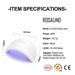 Thumbnail Đèn móng tay ROSALIND18 Bóng đèn LED 36W UV / LED để khoe ngón tay quyến rũ 4