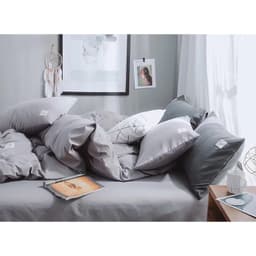 Thumbnail Bộ vỏ chăn ca gối cotton tici LIDACO - Xám Nhạt 1