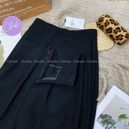 Thumbnail Quần baggy nữ Choobe 2 khuy lưng cạp cao đồ công sở đẹp màu đen đi học form chuẩn tôn dáng Q38 2