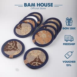 Thumbnail Đế lót ly tròn vải nỉ Bam House 2 lớp chống trượt tiện lợi cao cấp LOL01 1