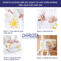 Thumbnail Túi hút chân không đựng quần áo DOROTA không cần dùng bơm tái sử dụng vẫn có van cho máy hút chống mốc ẩm 3