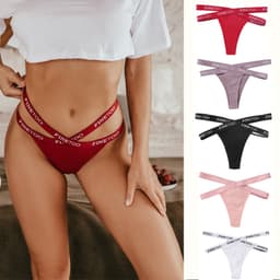 Thumbnail Quần lót FINETOO bằng cotton dây mảnh đan chéo thời trang cho nữ 1