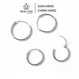 Thumbnail Khuyên Tai Bạc Tròn Trơn Basic Nhiều Size 12 mm 14mm 16mm 18mm 20mm - Minh Canh Jewelry 1