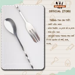 Thumbnail Muỗng khuấy inox pha chế quầy bar Bam House 2 đầu cao cấp MKQB01 3