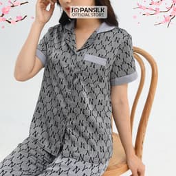 Thumbnail Bộ Mặc Nhà Pijama Lụa Nhật Cao Cấp JAPAN SILK Tay Ngắn Quần Dài Họa Tiết Sang Trọng 3