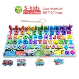 Thumbnail Đồ chơi bảng chữ cái thông minh S-kids, bộ trò chơi câu cá và ghép số học bằng gỗ cho bé. 3