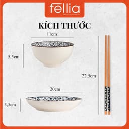 Thumbnail Bộ chén bát đĩa Fellia kiểu Nhật (2 chén, 2 đĩa, 2 đũa) | Sứ cao cấp | Đóng hộp quà tặng 4