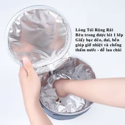 Thumbnail Túi Giữ Nhiệt 3 Lớp Cho Hợp Cơm Văn Phòng Màu Xám Be Siêu Dày Chống Thấm Nươc Cao Cấp Chính Hãng Amalife 3
