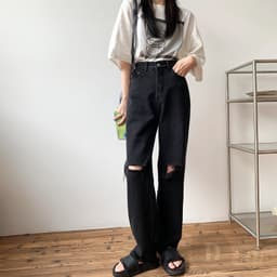 Thumbnail Daduhey Quần jeans dáng dài phối vết rách cá tính thời trang cho nữ 2
