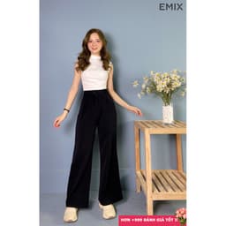 Thumbnail Quần công sở nữ ống suông cạp cao 2 túi chéo EMIX chất tuyết mưa mềm mịn Q3100/P0K30 3