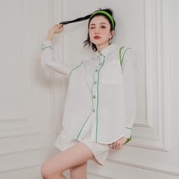 Thumbnail Áo Sơ Mi Hàng Nút Vuông MUSHROOM LEE Line Green 1