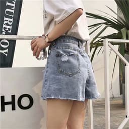 Thumbnail Quần short denim Daduhey ống rộng lưng cao thời trang mùa hè 2020 dành cho nữ 3