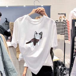 Thumbnail Áo thun cotton daduhey tay ngắn dáng rộng plus size phong cách Hàn Quốc thời trang 2021 cho nữ 4