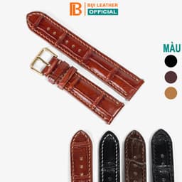 Thumbnail Dây đồng hồ nam da cá sấu đốt tre khâu tay thủ công D103-Bụi Leather size 18mm, 20mm, 22mm, 24mm 1