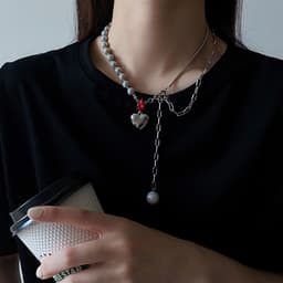 Thumbnail Vòng Cổ Mushroom Lee Ngọc Trai Dạ Quang Pha Lê Đỏ Broken Heart 4