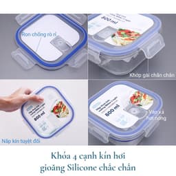 Thumbnail Hộp thủy tinh chữ nhật 2 ngăn 1520 ml, đựng thức ăn văn phòng, sử dụng được trong lò vi sóng. Hộp thủy tinh đựng cơm 2