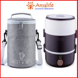 Thumbnail Hộp Đựng Cơm 3 Tầng Có Lõi Hâm Nóng Cơm Đã Nấu – Kèm Túi Giữ Nhiệt  Hình Trụ Cao Cấp Chính Hãng Amalife 2