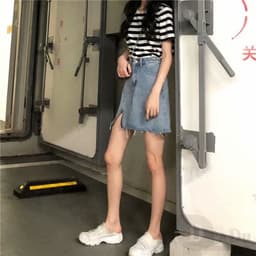 Thumbnail Chân váy jean Mini Dáng Chữ A Lưng Cao Xếp Ly Thời Trang 2