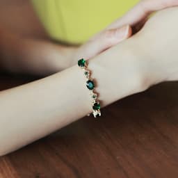 Thumbnail Vòng Tay Mạ Điện Đính Đá Zircon Màu Cam / Xanh Lá Thời Trang Hàn Quốc Cho Nữ 2