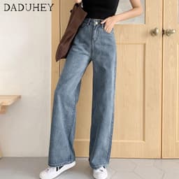 Thumbnail Daduhey Quần jean ống rộng lưng cao dễ phối đồ phong cách Hàn Quốc thời trang thường ngày cho nữ 3