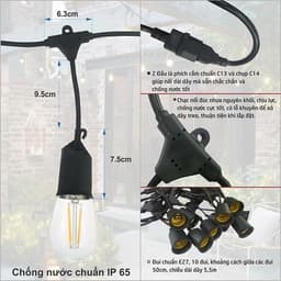 Thumbnail Dây đèn trang trí MONSKY chống nước 100% ngoài trời đui chuông chống nước loại chuẩn IP65 1