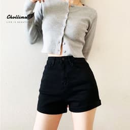 Thumbnail Quần short jeans nữ co giãn Chollima lật lai QS008 phong cách hàn quốc đơn giãn dễ phối đồ 2