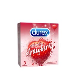 Thumbnail Bao cao su Durex Sensual Strawberry hương dâu (size 53mm, 3 bao/hộp) 1