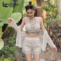 Thumbnail Set bikini ren đi biển silive set đồ bơi bikini bigsize chất ren mêm mại kiểu dáng trẻ trung silive_official 4