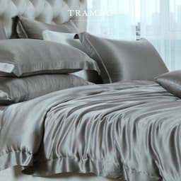Thumbnail Bộ Chăn Ga Gối Lụa Cao Cấp NITE9SILK TRAMDO BEDDING Màu Xám Bạc 3