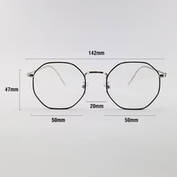Thumbnail Kính cận có độ sẵn 0 - 6 độ nữ, nam mắt lục giác gọng kim loại 7K3039. Tròng 0 độ chống ánh sáng xanh, UV 3