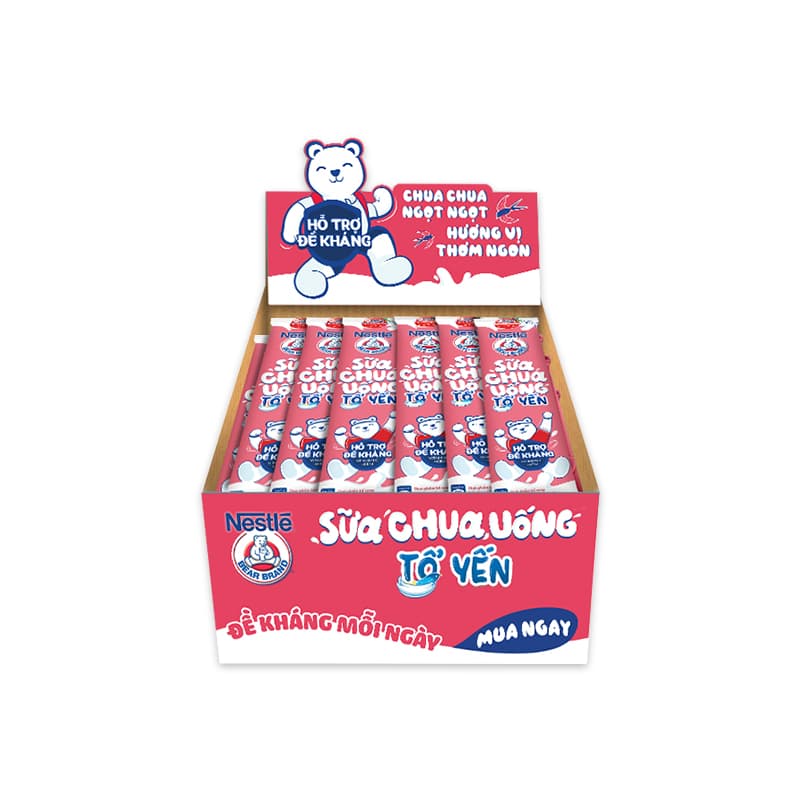 Ảnh Sữa chua tổ yến Nestlé® Yogu Gấu HƯƠNG DÂU (thùng 28 gói x 75ml) 1