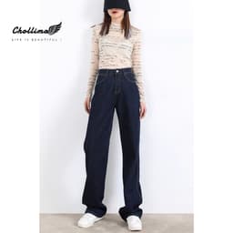 Thumbnail Quần jeans nữ Chollima ống rộng SIMPLE JEAN Unisex vải jean cao cấp chất đẹp QD049 2
