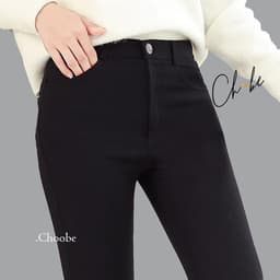 Thumbnail Quần tregging nữ Choobe lưng cạp cao dài dáng thun ôm bó legging skinny vải giữ nhiệt màu đen Q13 3