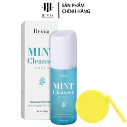 Thumbnail Combo sữa rửa mặt bạc hà mint cleanser Hemia dung tích 130g giúp sạch sâu dưỡng ẩm dịu da + bông nở rửa mặt 12pcs HEMIA 1