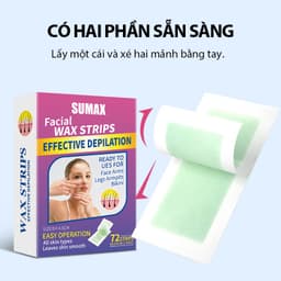 Thumbnail SUMAX Sáp tẩy lông mặt lô hội, làm sạch gốc, dưỡng ẩm chăm sóc da, miếng dán tẩy lông mặt không đau dành cho phụ nữ nhạy cảm 72 miếng 2