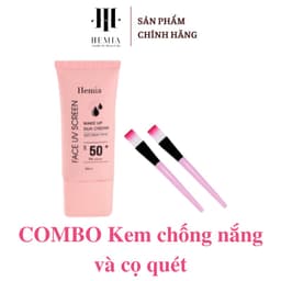 Thumbnail Combo Kem chống nắng 50ml SPF50+ PA++++ và cọ quét mặt nạ Hemia giúp da thấm mướt nhanh, mịn màng 3