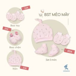 Thumbnail Bao Tay Sơ Sinh Bo, Bao Chân Bo, Nón Sơ Sinh MIOMIO Cho Bé Trai, Bé Gái, Vải Cotton 4
