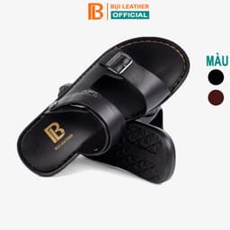 Thumbnail Dép nam quai ngang da bò Nappa cao cấp Bụi Leather E101, đế đúc nguyên khối khâu viền thủ công 1