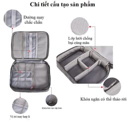 Thumbnail Túi Đựng Phụ Kiện Điện Thoại 3 Ngăn Lớn Nhiều Ngăn Chống Nước, Túi Đựng Phụ Kiện Công Nghệ Chống Sốc Chính Hãng Amalife 4