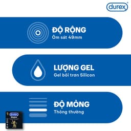 Thumbnail Bao cao su Durex Kingtex ôm sát, bôi trơn, size 49mm, hộp 3 bao 3