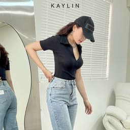 Thumbnail Áo thun KAYLIN chất vải gân Freesize ôm body kiểu tay lỡ phong cách N1651 3