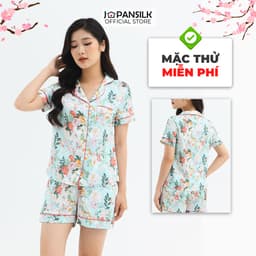 Thumbnail Bộ Đồ Ngủ Lụa Nhật Cao Cấp Chính Hãng JAPAN SILK Áo Cộc Quần Đùi Họa Tiết Trang Nhã 1