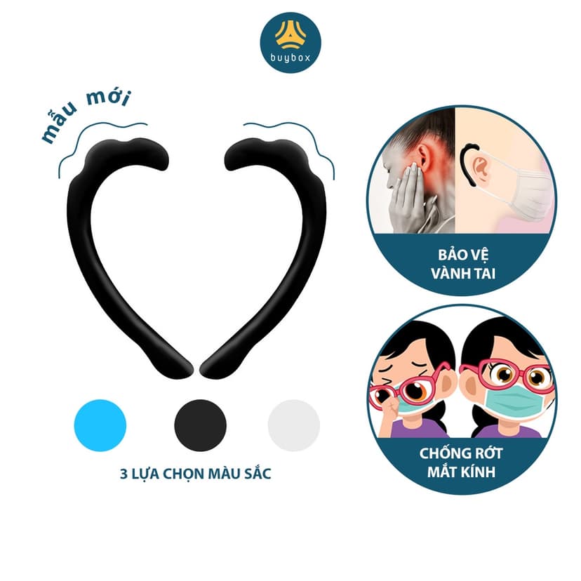 Ảnh Quai đeo khẩu trang silicone có gợn sóng đệm êm vành tai chống hằn đỏ_BuyBox_BBPK195 2