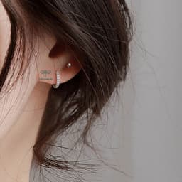 Thumbnail Khuyên tai bạc nữ TLEE tròn nạm đá sang trọng TLEE JEWELRY B0124 4