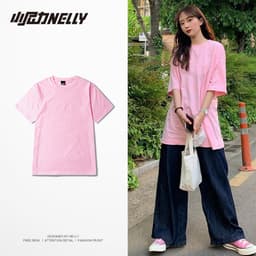 Thumbnail Áo thun tay lỡ Unisex Nam Nữ NELLY cotton trơn 1