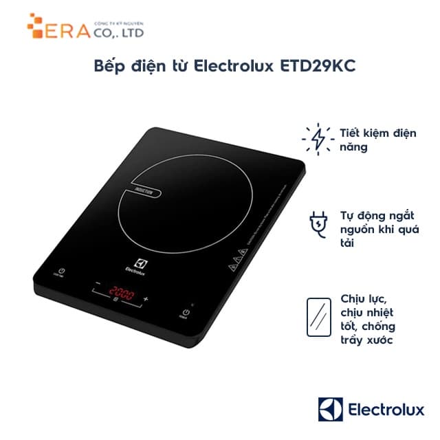 Ảnh Bếp điện từ Electrolux 2000W ETD29KC / ETD29MKC ( Tặng kèm nồi ) - Hàng chính hãng 1