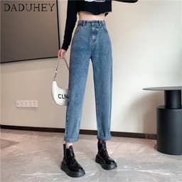 Thumbnail Quần jeans lưng cao ống đứng thời trang Hàn cho nữ 3