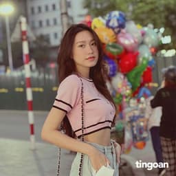 Thumbnail TINGOAN® - Áo len ngắn tay viền đen chống nhăn hồng ALISSA TOP/PK 3