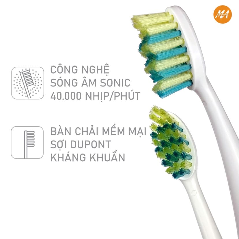 Ảnh Bàn chải điện MaxAir công nghệ sóng âm Sonic, 5 chế độ rung, tặng kèm 2 đầu bàn chải, hàng chính hãng, BH 12T 4