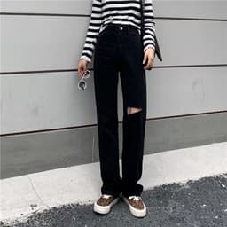 Thumbnail Quần jean dài phối vết rách cá tính thời trang sành điệu cho nữ 4